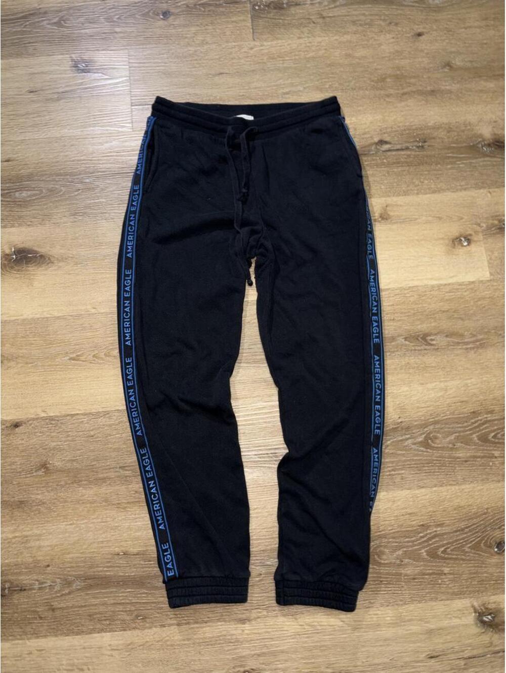 American Eagle Logo Stripe Jogger Sweatpants Black Men’s Small
